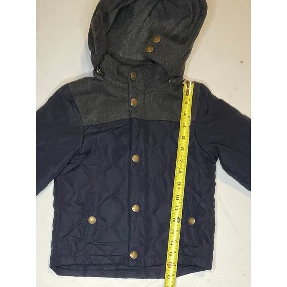London Fog 3T Boys Quilted Winter Jacket Removable Hood Navy Blue Toddler Coat - Picture 6 of 10